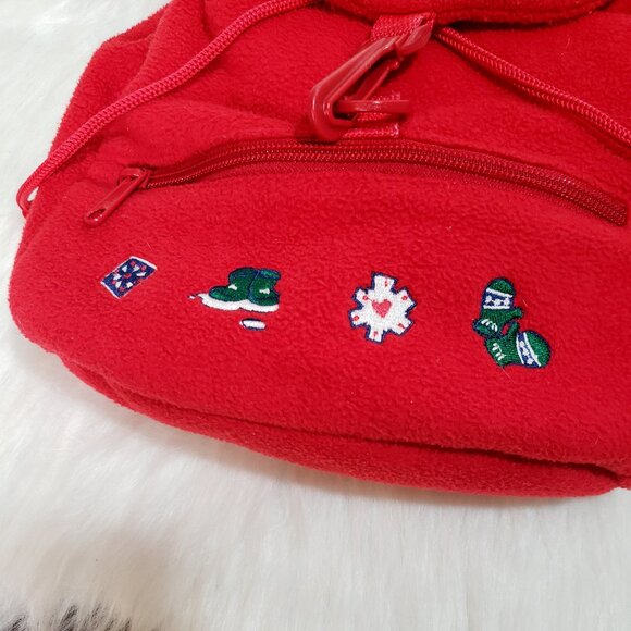 Y2K Cozy Day DISNEY STORE Winnie The Pooh Fleece Red Embroidered Backpack rvhtf - Picture 11 of 13